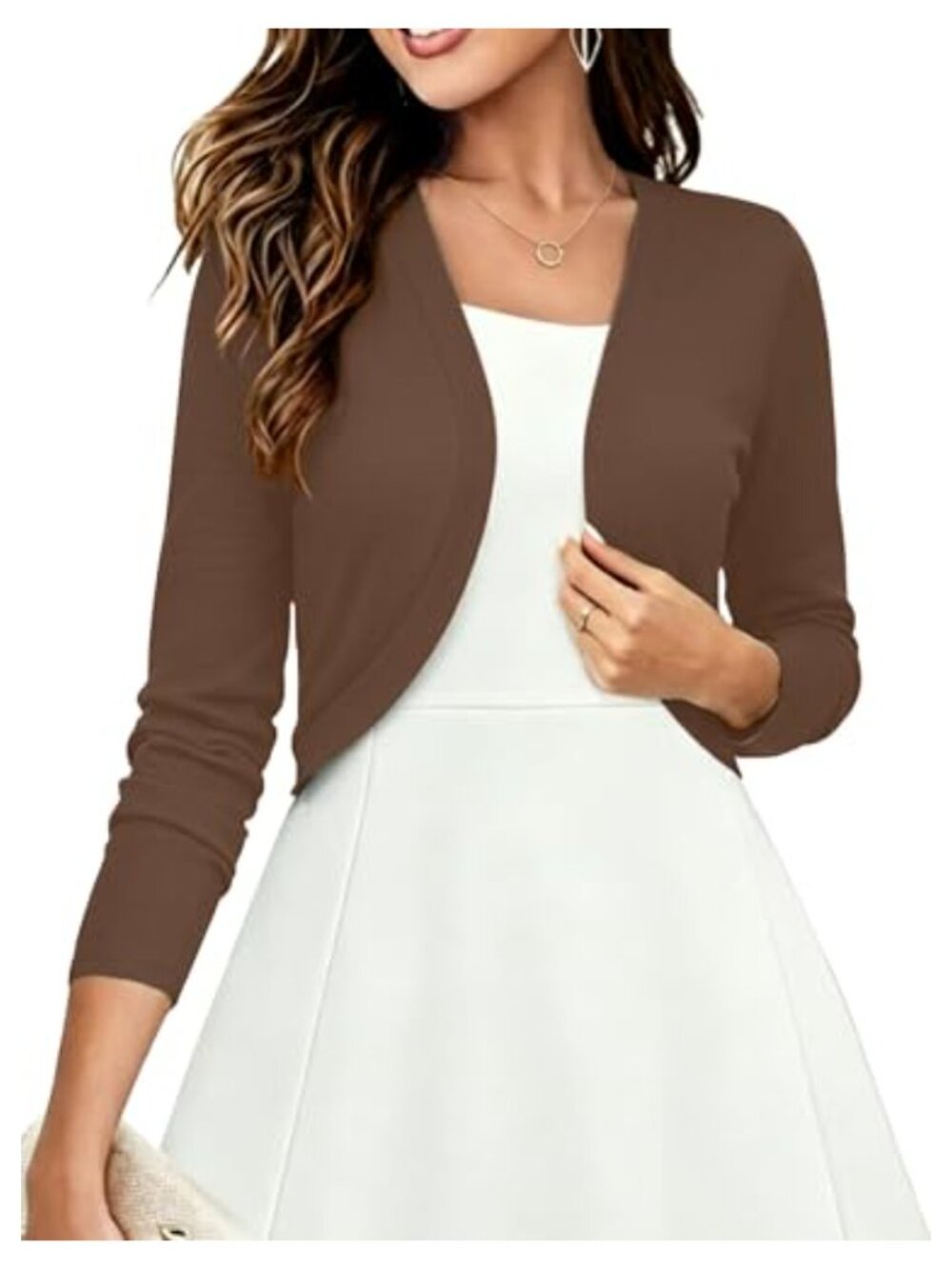 Women's Long Sleeve Cropped Cardigan Bolero Shrug for Dress S-2XL